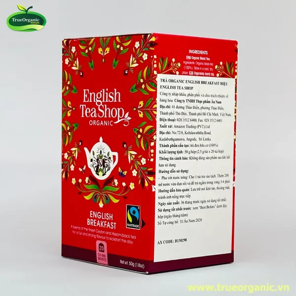 Trà organic English Breakfast hiệu English Tea shop loại 20g