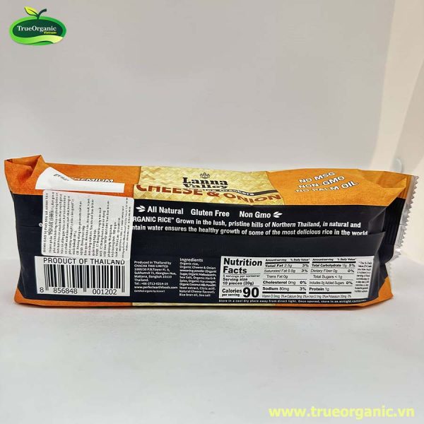 Bánh gạo vị phomai và hành tây hữu cơ Lanna Valley 100g