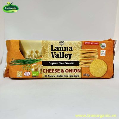 Bánh gạo vị phô mai và hành tây hữu cơ Lanna Valley 100g