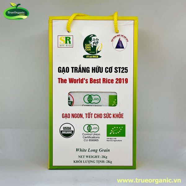 Gạo hữu cơ ST25 Ông Cua hộp 2kg