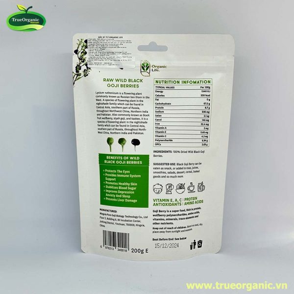 Hắc kỷ tử hoang dã Organic Life 200g