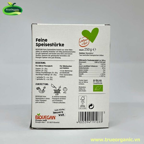 Tinh bột bắp Biovegan Feine 250g