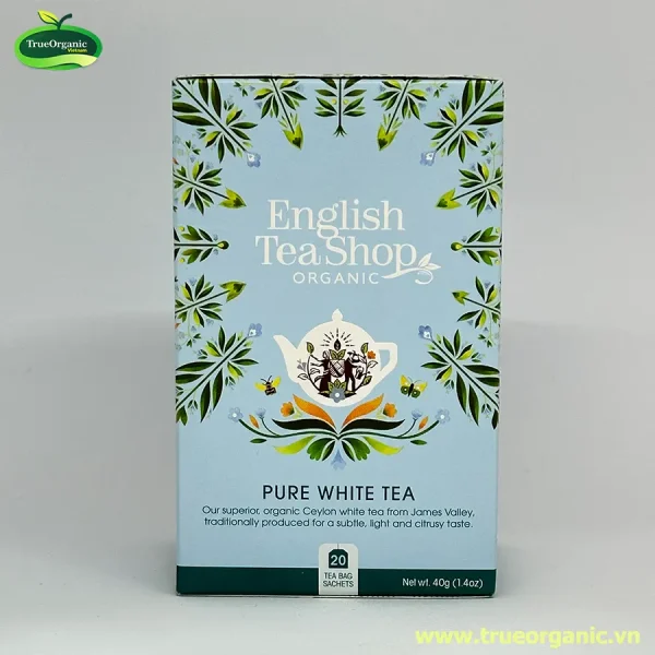 Trà organic English Pure White Tea hiệu English Tea Shop loại 20g