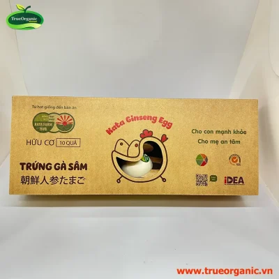 Trứng gà ta sâm đương quy hữu cơ (hộp 10 quả)