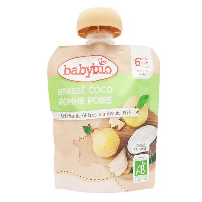 SỮA CHUA DỪA HỮU CƠ CHO BÉ VỊ TÁO, LÊ BABYBIO GÓI 85G