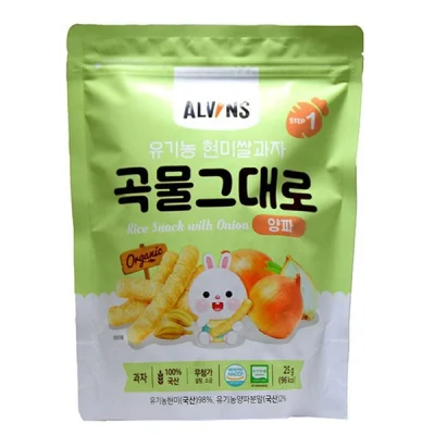 BÁNH GẠO LỨT ĂN DẶM HỮU CƠ CHO BÉ VỊ HÀNH TÂY ALVINS 25G